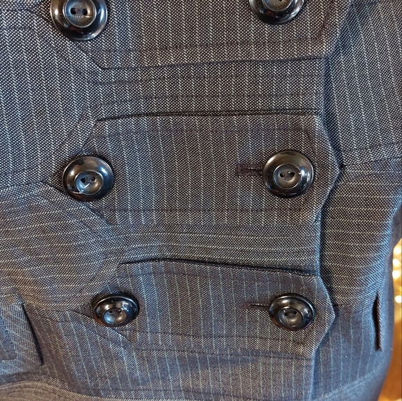 ETCETERA Gray Jacket Womens Blazer Long Green Pinstripes Designer Coat Size 8 - Picture 16 of 16